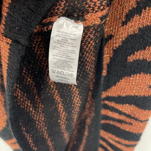 Ann Taylor Mockneck Animal Print Sweater Dress Medium NWT Black Brown Sparkly - Picture 5 of 9